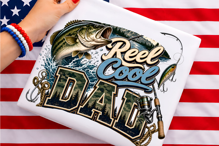Reel Cool Dad Fishing Camo PNG