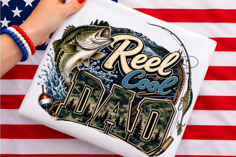 Reel Cool Dad Fishing Camo PNG