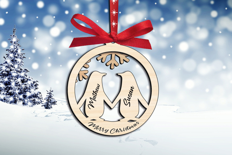 Penguins Merry Christmas Ornament SVG Home Decoration Laser