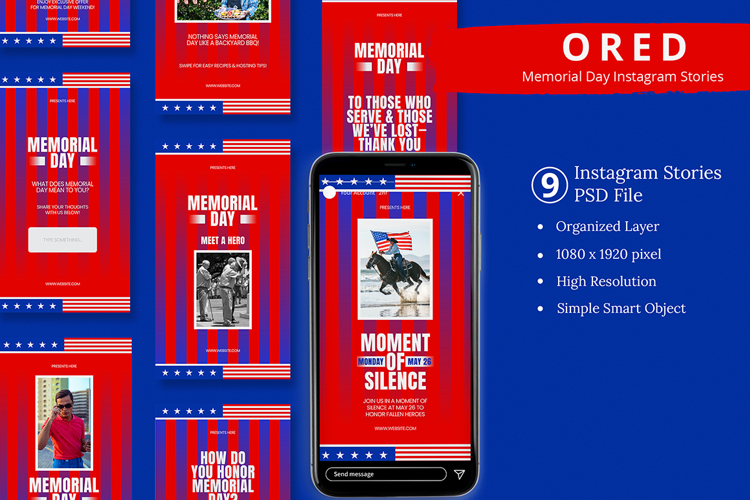 Ored - Memorial Day Instagram Story & Canva Template