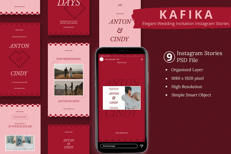 Kafika - Elegant Wedding Invitations Instagram Story & Canva
