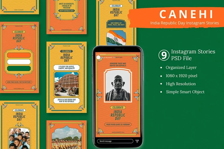 Canehi - India Republic Day Instagram Story & Canva Template