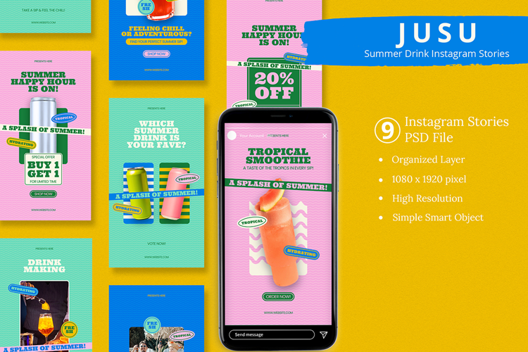 Jusu - Summer Drink Instagram Story & Canva Template