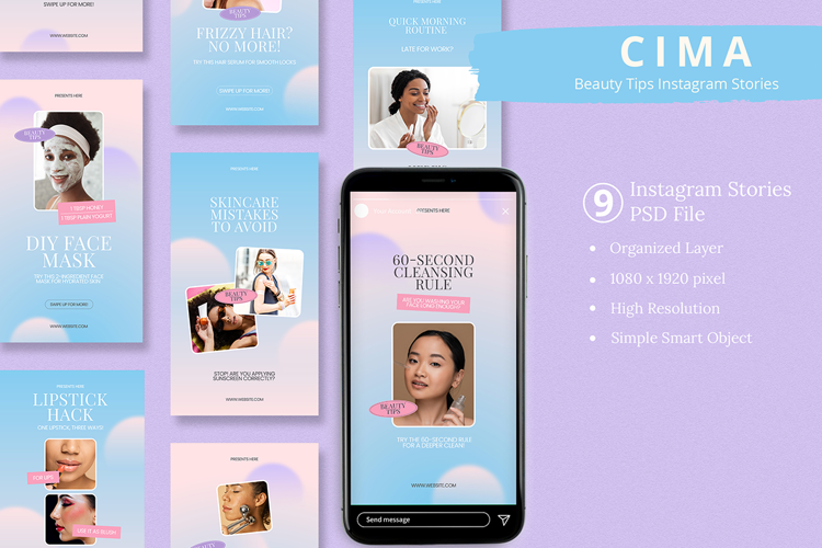 Cima - Beauty Tips Instagram Story & Canva Template