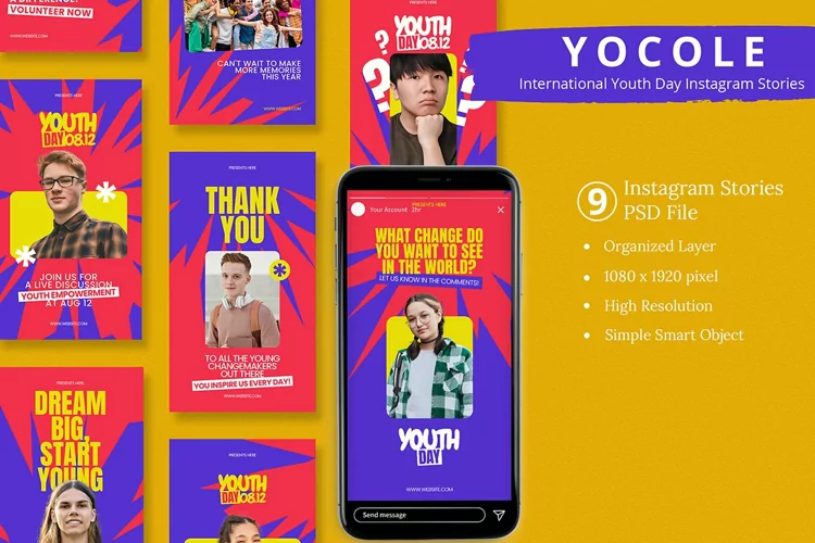 Yocole - International Youth Day Instagram Story & Canva Tem