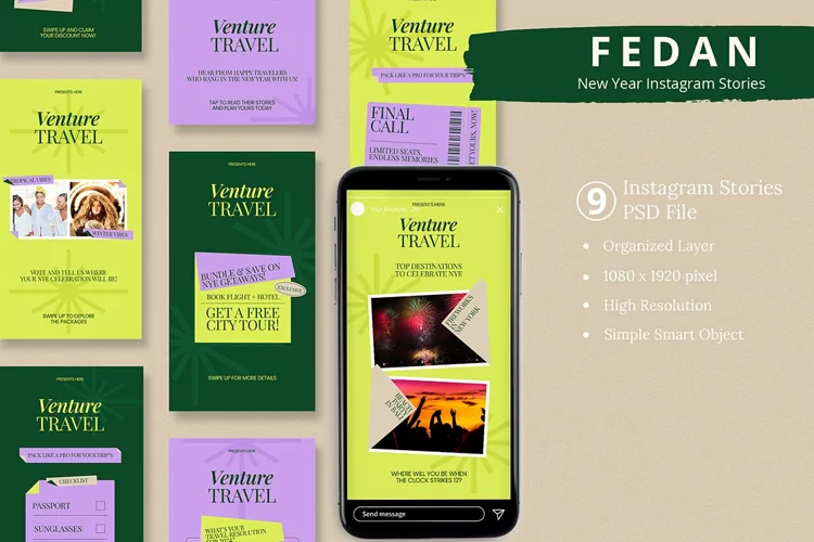 Fedan - New Year Celebration Instagram Story & Canva Templat