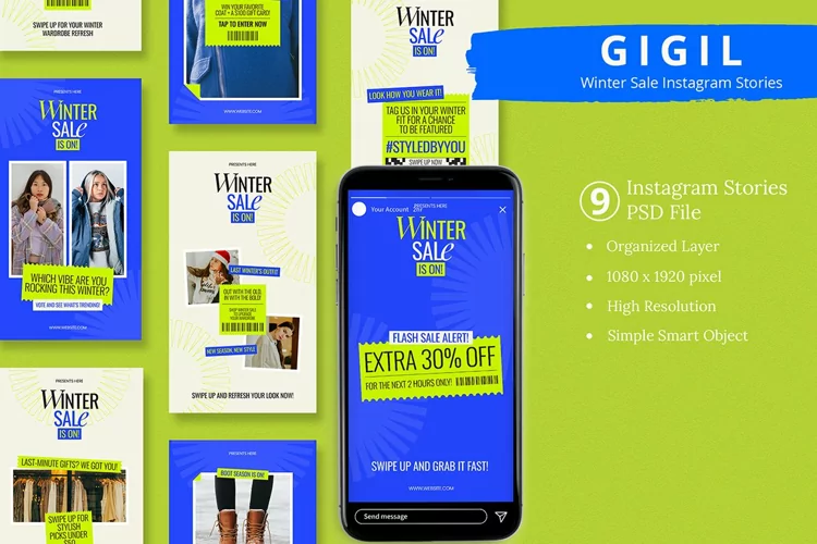 Gigil - Winter Sale Instagram Story & Canva Template