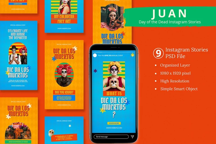 Juan - Day Of The Dead Instagram Story & Canva Template