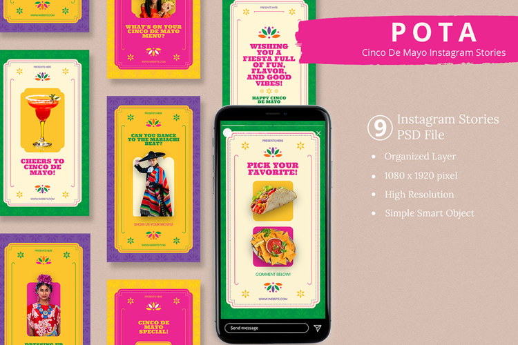 Pota - Cinco de Mayo Celebration Instagram Story & Canva Tem