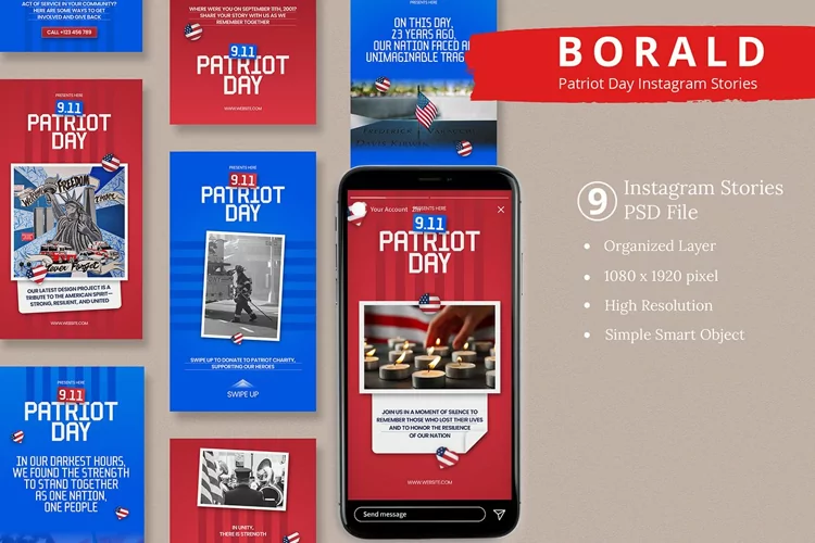 Borald - Patriot Day Instagram Story & Canva Template