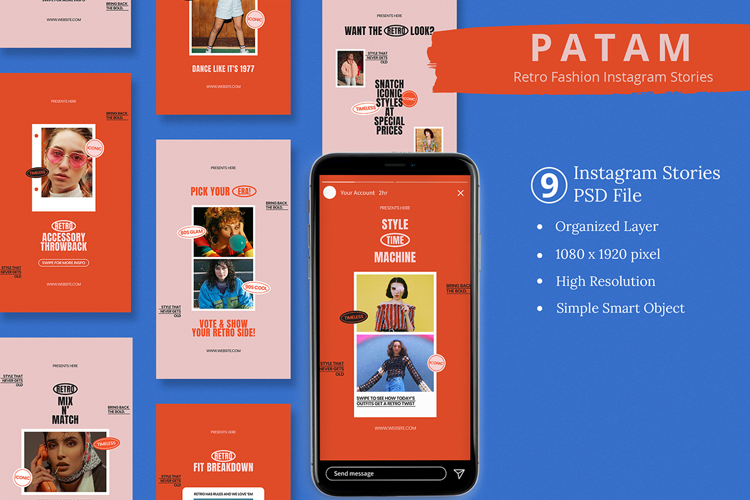 Patam - Retro Fashion Instagram Story & Canva Template