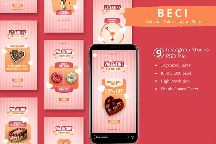 Beci - Valentine Sale Instagram Story & Canva Template