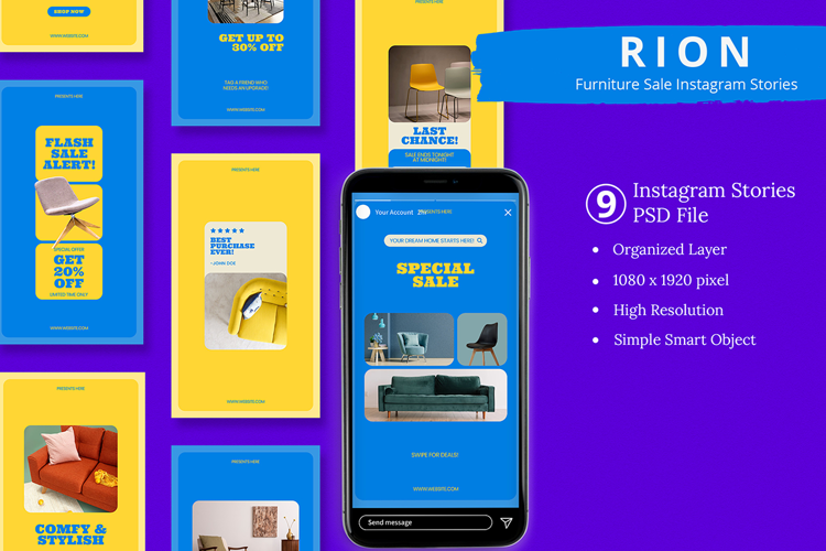 Rion - Furniture Sale Instagram Story & Canva Template