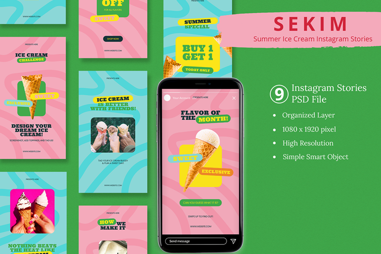 Sekim - Summer Ice Cream Instagram Story & Canva Template
