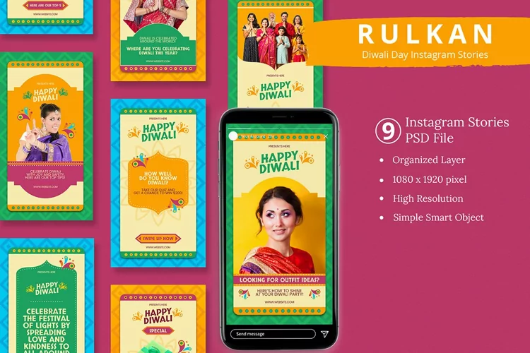 Rulkan - Diwali Day Instagram Story & Canva Template