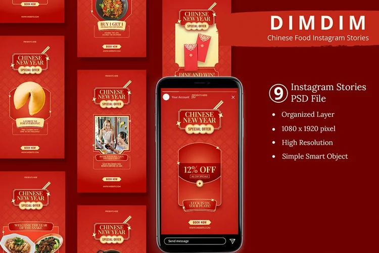 Dimdim - Chinese New Year Food Instagram Story & Canva Templ