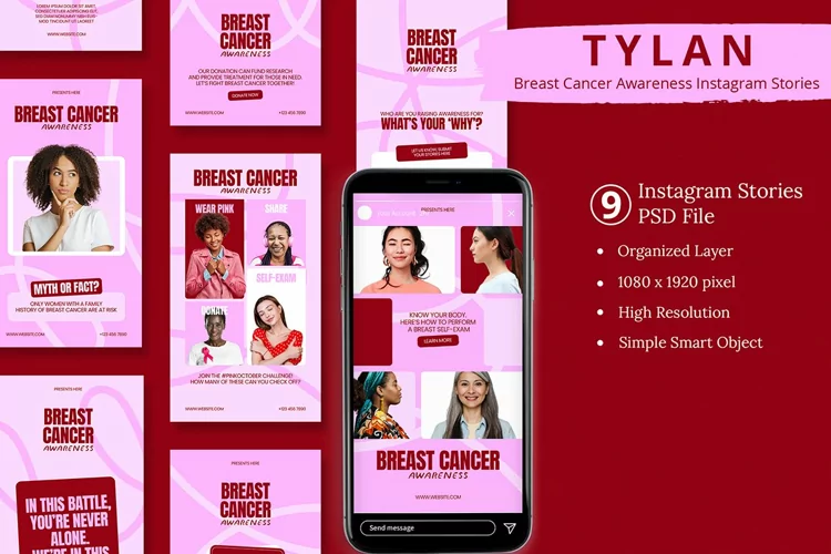 Tylan - Breast Cancer Awareness Instagram Story & Canva Temp