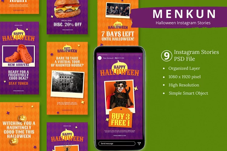 Menkun - Halloween Instagram Story & Canva Template