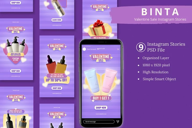 Binta - Valentine Sale Instagram Story & Canva Template