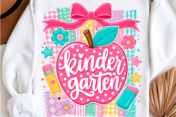 Striped Apple Kinder Garten School Shirt example image 1
