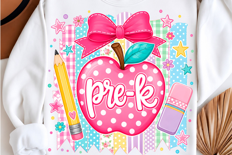 Striped Apple Pre-K Back to School Png