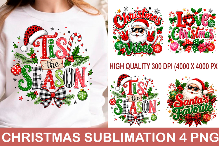 Retro Christmas Sublimation Design Png