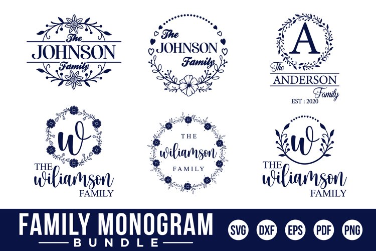 Family Monogram Bundle, 14 Farmhouse Style Monogram Bundle example image 1
