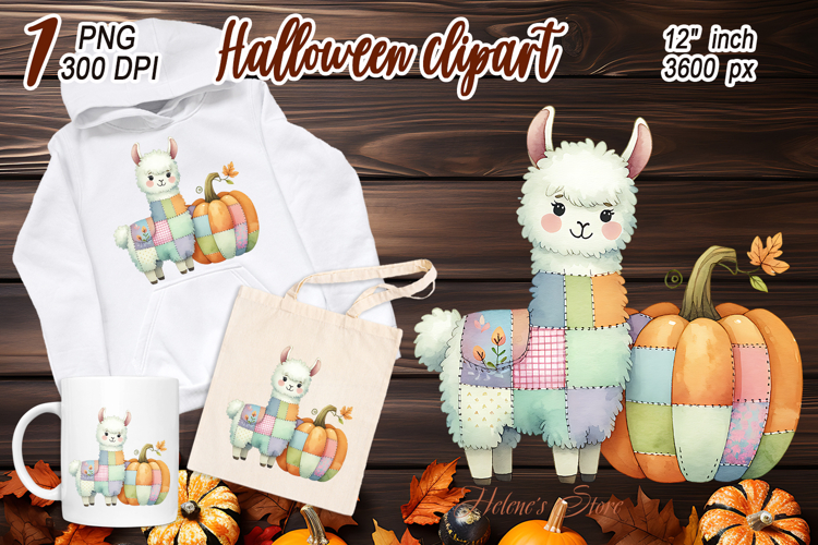 Cute Watercolor Llama Sublimation Design | Fall Animals PNG