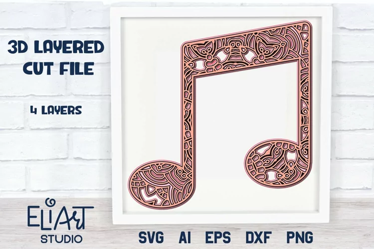 3d SVG Layered Musical Note | Intricate Musical Design