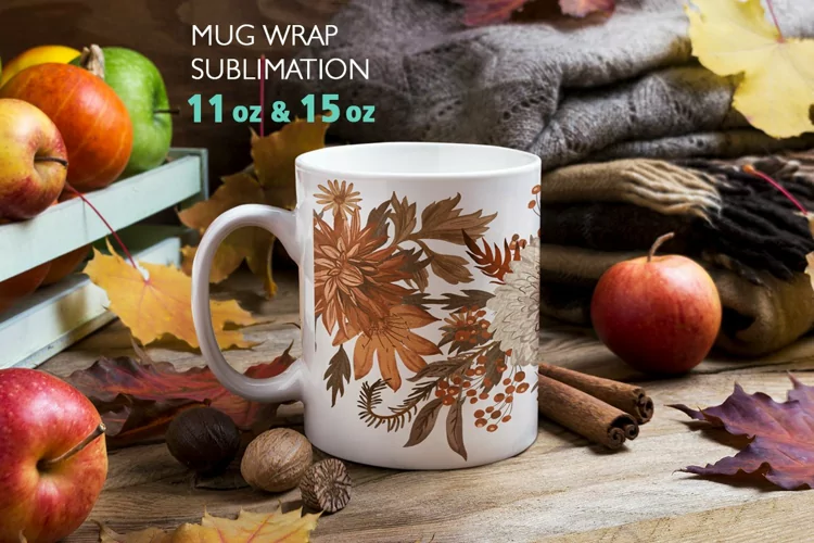 Watercolor Autumn Flower Mug Sublimation