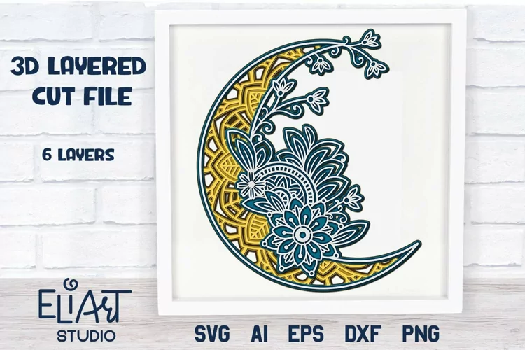 3d Layered Moon SVG | Crescent Moon SVG | Celestial SVG