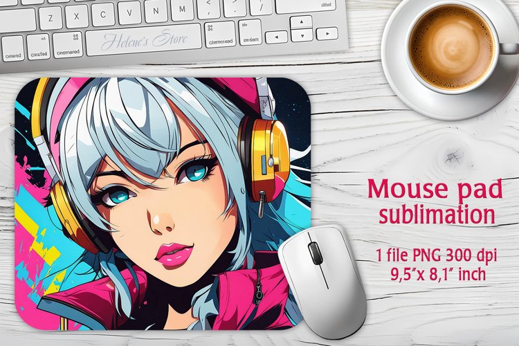 Pop art girl mouse pad | Cosmic Sublimation mouse mat