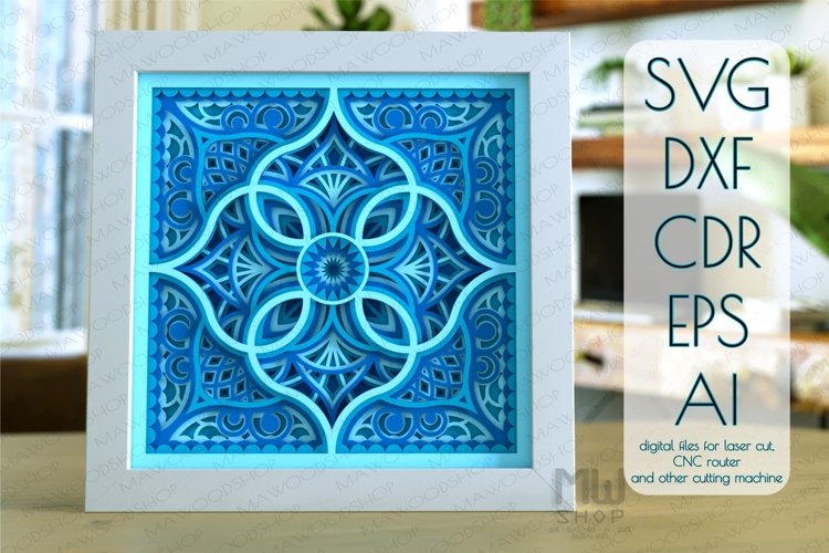 Multilayer Mandala Pattern Shadow Box Mandala SVG DXF - M255 example image 1