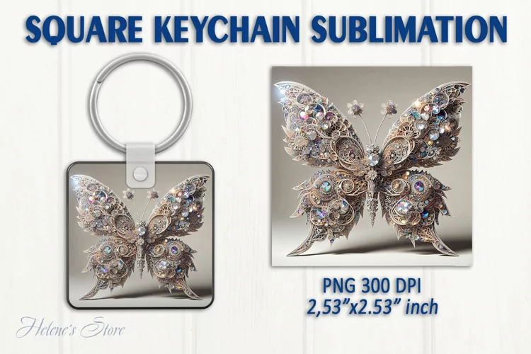 3d Crystal butterfly keychain sublimation | Square keychain