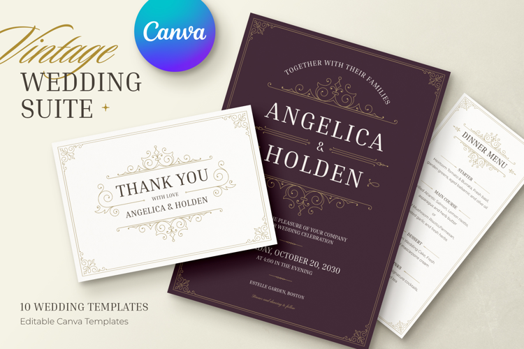 Vintage Wedding Suite Canva Template