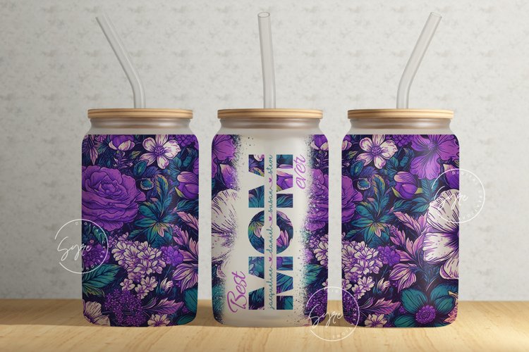 Mothers Day Floral Tumbler Wrap, 16 oz Libbey Glass Can