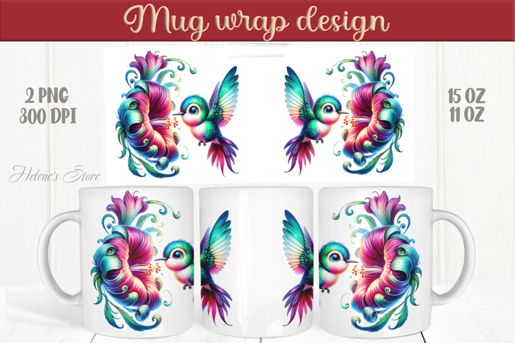 Hummingbird mug wraps sublimation designs png |Humming bird