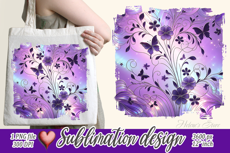 Purple floral pattern | Cute summer sublimation design png