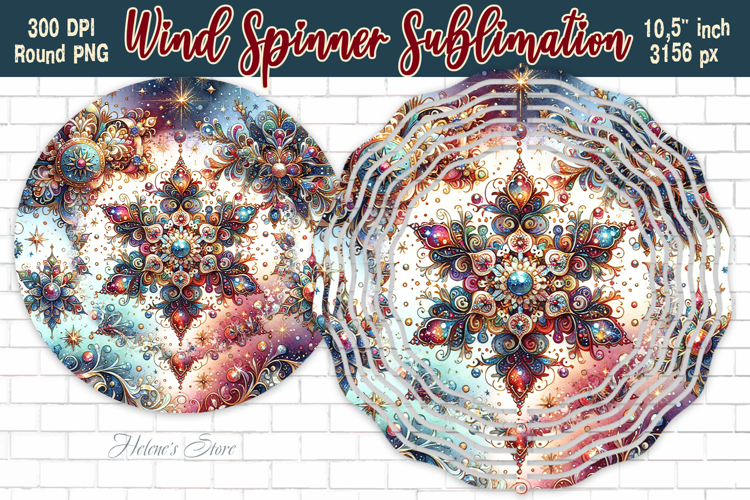 Christmas Snowflake Wind Spinner wrap sublimation design png