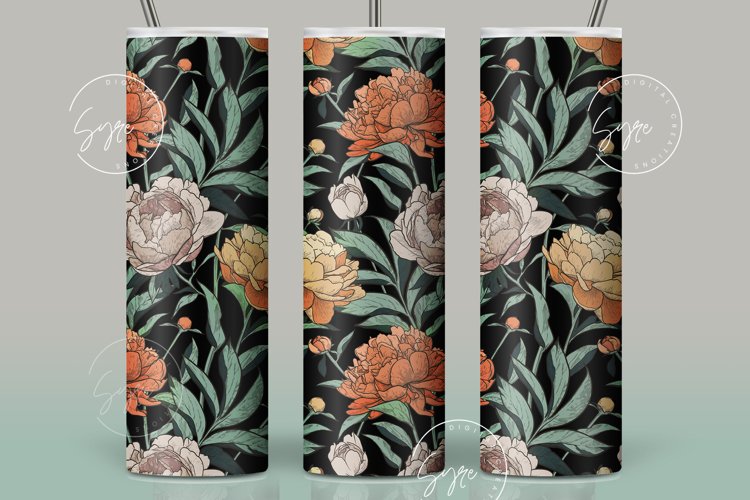 Seamless Boho Floral Tumbler Sublimation Wrap PNG Design