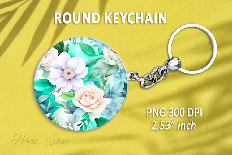Floral round keychain sublimation| Spring flower Car coaster