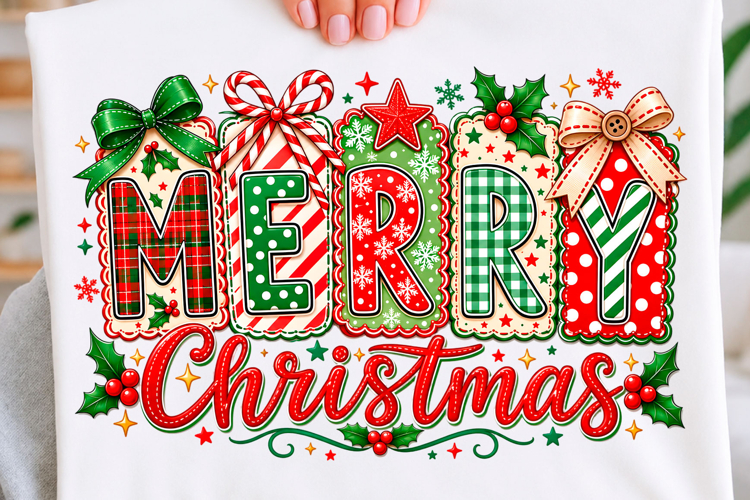 Merry Christmas Coquette Bow PNG