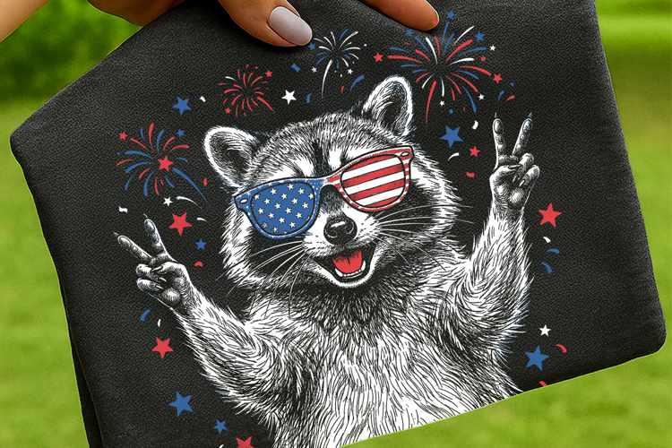 Preppy 4th of July Raccoon PNG | Retro Patriotic PNG Design