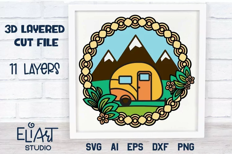 Camper SVG | 3D Layered SVG Camping | Camper Frame SVG