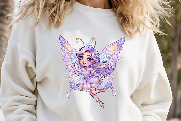 Purple Snowflake Fairy PNG |Kawaii Christmas Clipart