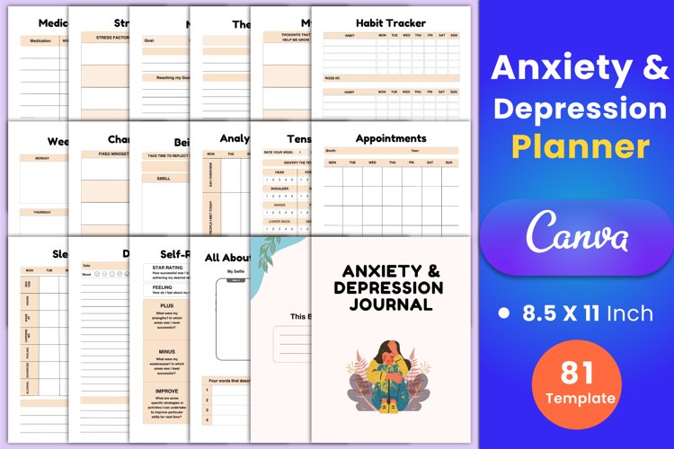 Anxiety & Depression Journal Canva Interior example image 1