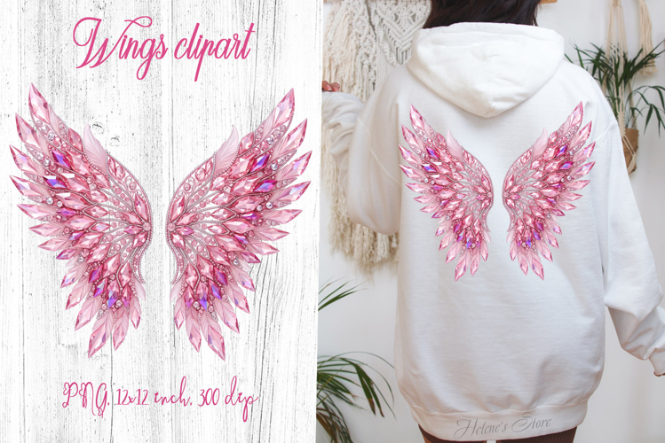 Pink angel wings sublimation design |Amazing wing clipart