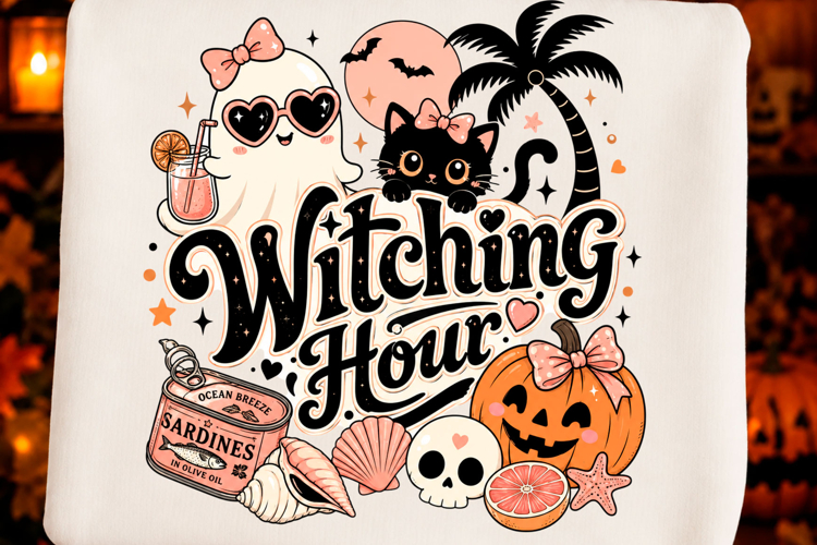Witching Hour Beach Halloween PNG