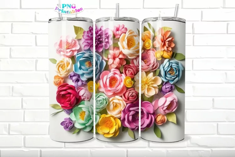 3D Floral 20 oz Skinny Tumbler Wrap