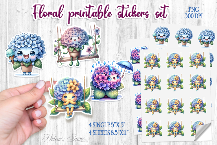 Funny flowers Sticker Design |Cute summer stickers template